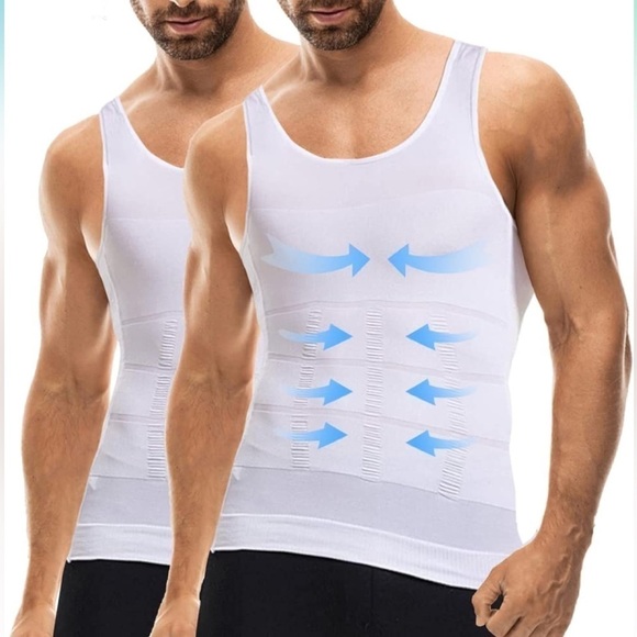 Brand New Set of Two White Compression Slimming Shaper Tank Tops Body Shirts - Picture 4 of 13